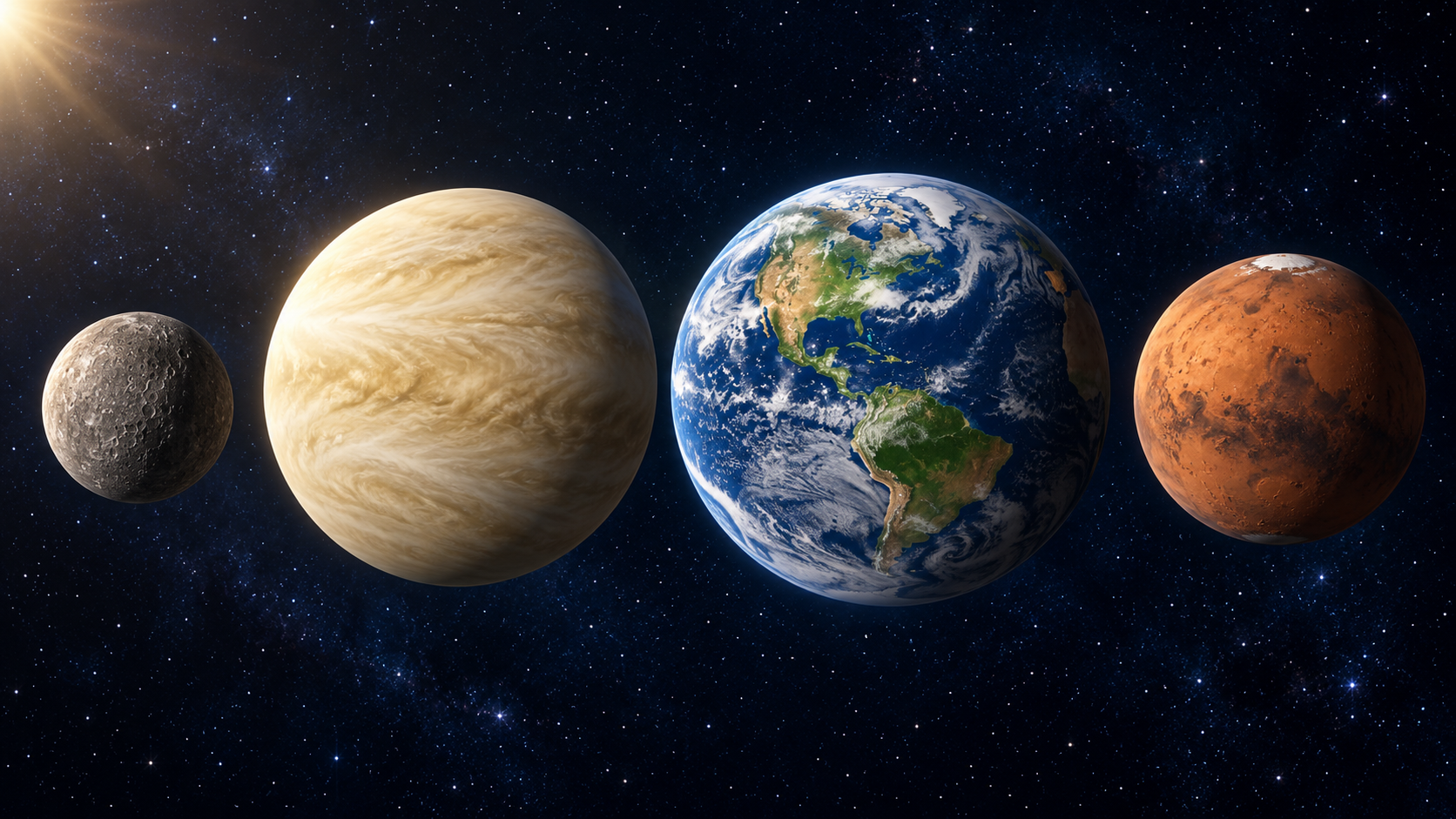 Merkür, Venüs, Dünya ve Mars